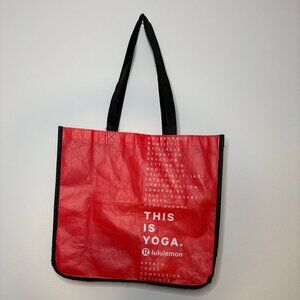 Lululemon  "This is Yoga" Large Reusable Shopping Bag Red, white and Black